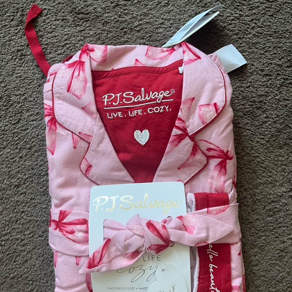 P.J. Salvage Pink Pajama Set with Red Accents